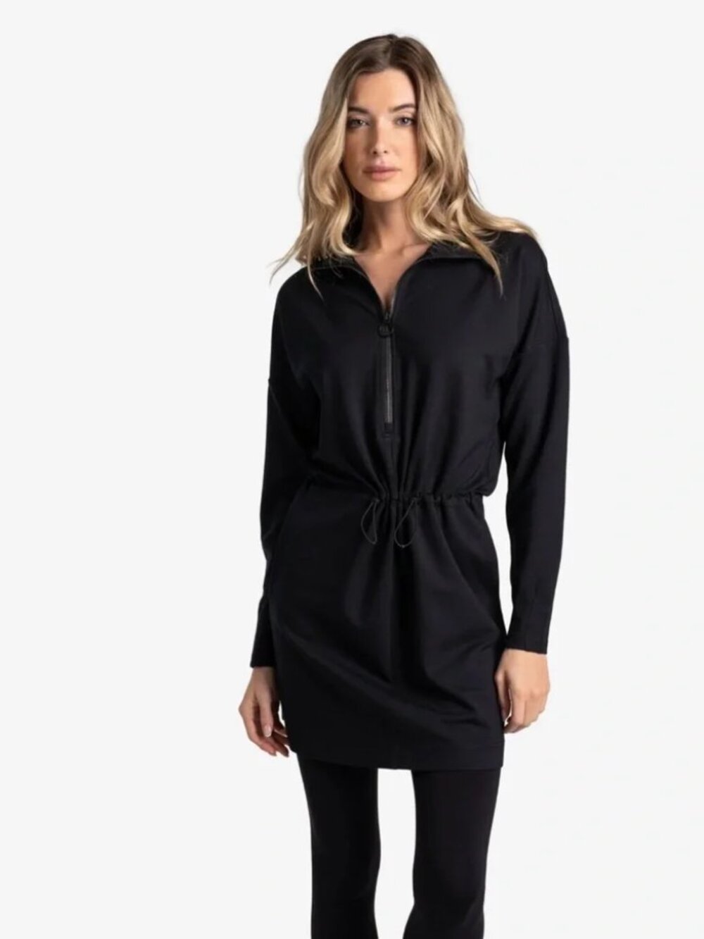 Lole Mindset Mini Dress Black XS drawstring waist